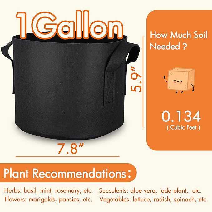 Gardzen 6-Pack 1 Gallon Grow Bags, Aeration Fabric Pots - Image 7