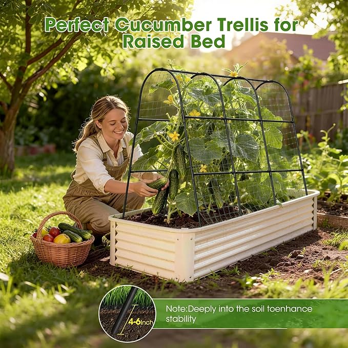 Cucumber Trellis for Raised Bed, U-Shape Garden Trellis for Climbing Plants - Image 3