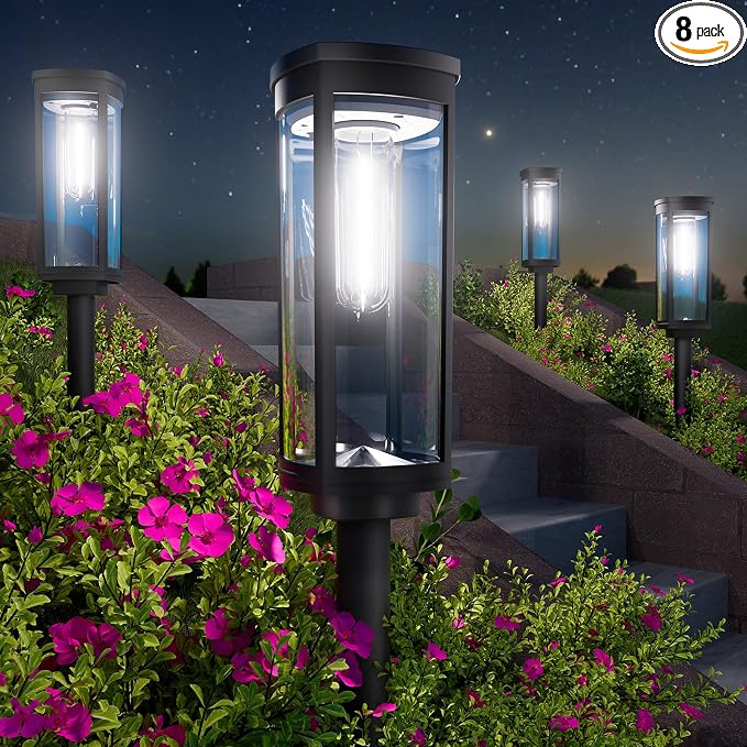 Bright Solar Pathway Lights Outdoor, 8 Pack Solar Garden Lights by BITPOTT