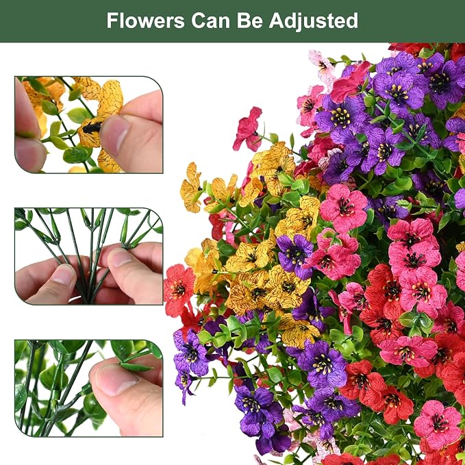Artificial Flowers for Outdoor, UV Resistant Fake Silk Flowers, Realistic Faux - Image 2