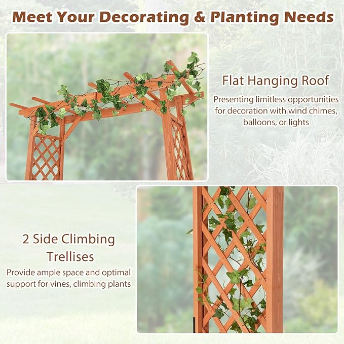 Tangkula 88-Inch Wooden Garden Arbor - Image 5