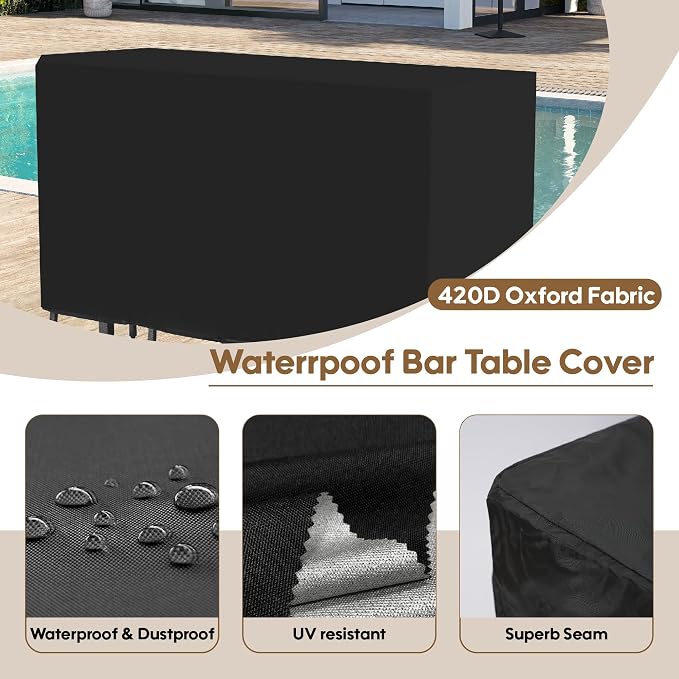 3Pcs Outdoor Patio Bar Set, Metal Bar Table and Chairs Set - Image 7