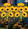 2 Pack with 12 Sunflower Solar Lights Outdoor Garden Decor, Solar Flowers by EDOF