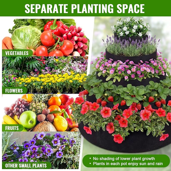 5 Tiered Strawberry Planter for Outdoor Plants, 39 Inch Heavy Duty Strawberry - Image 5