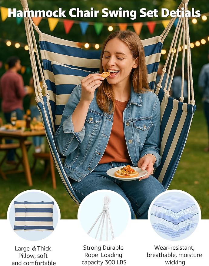 Hammock Chair Swing 2 Cushions Included - Image 3