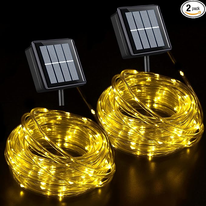 QITONG Warm White Solar Rope Lights, 2 Pack Each 33ft 100 LED String Light by QITONG