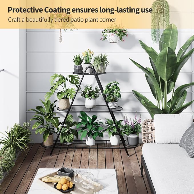 Plant Stand for Patio, 3-Tier Metal Plant Shelf–Indoor/Outdoor Display Rack for - Image 3