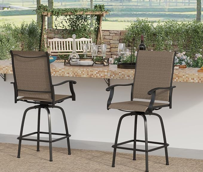 Sophia & William Swivel Bar Stools Set of 2, Bar Height Chairs, Outdoor Bar - Image 7
