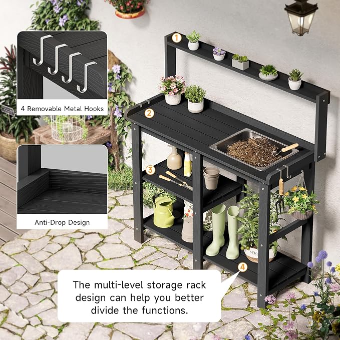 ONBRILL Potting Bench, Outdoor Potting Bench Table - Image 3