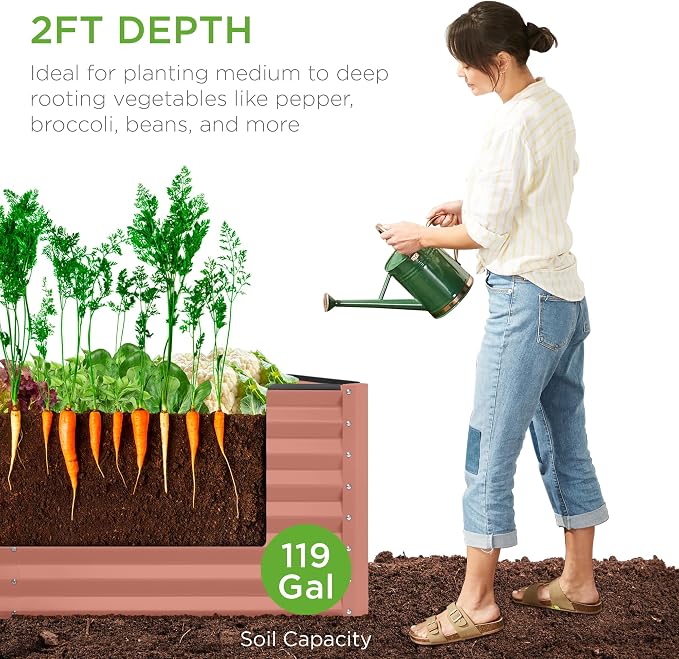 Best Choice Products 4x2x2ft Outdoor Metal Raised Garden Bed, Deep Root Planter - Image 2
