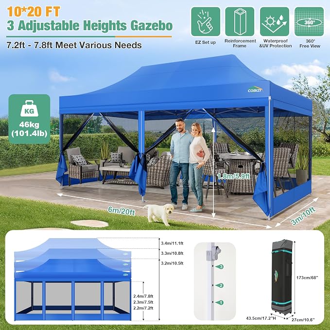 COBIZI 10x20 Canopy Tent, Heavy Duty Pop up Canopy - Image 4