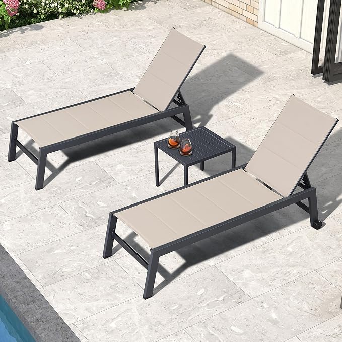 PURPLE LEAF Outdoor Patio Chaise Lounge Chair Set of 2 Chair by PURPLELEAF