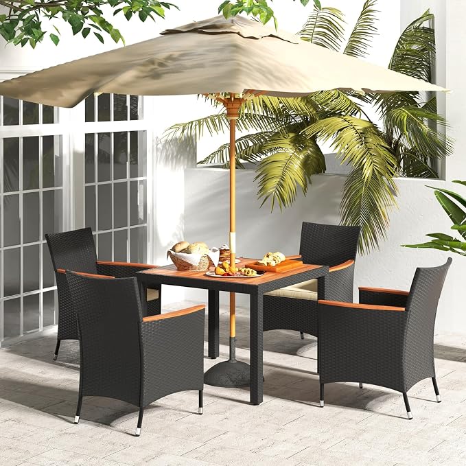 Tangkula 5 Pieces Rattan Outdoor Dining Set - Image 2