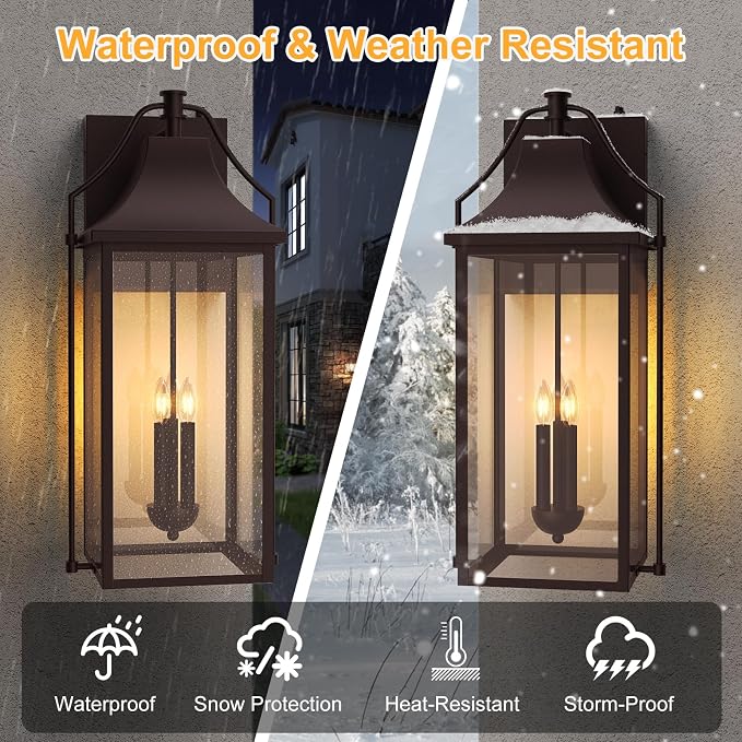 - Dusk to Dawn Outdoor Wall Light, Large Size Waterproof Patio - Image 7