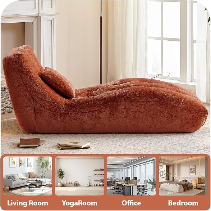 Chaise Lounge Chair with Curved Back, Modern Upholstered Recliner Sofa - Image 6