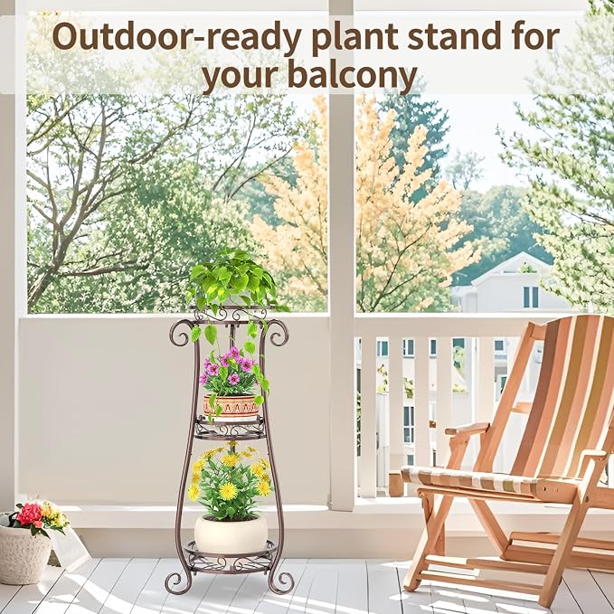 LASZOLA 3 Tier Bronze Metal Plant Stand - Image 8