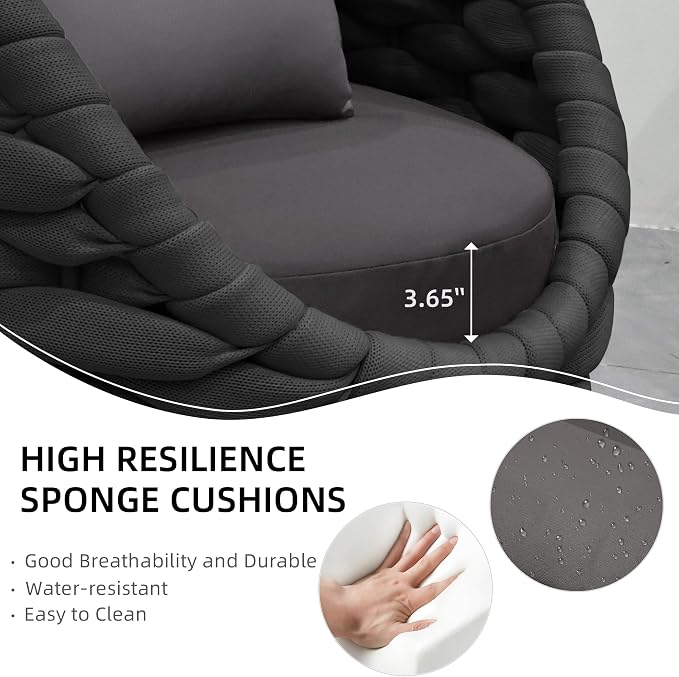 TWT 4 Pieces Patio Sofas All-Weather Rope Balcony Furniture - Image 4
