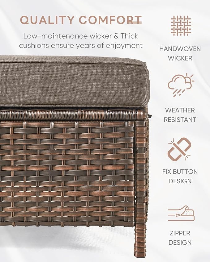 Patio Ottoman Outdoor Wicker Side Table - Image 4