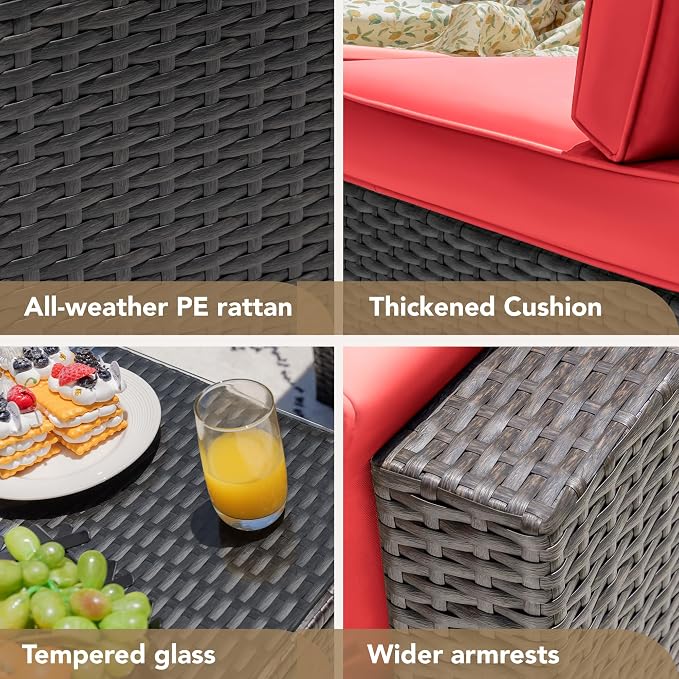 Devoko Patio Furniture Sets 6 Pieces Outdoor Sectional Rattan Sofa Manual - Image 3