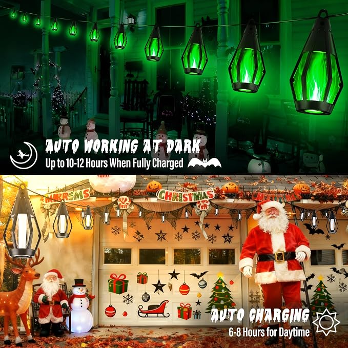 Flacchi Solar Flame String Lights - 42ft 15 LED Lights Outdoor Solar String - Image 3