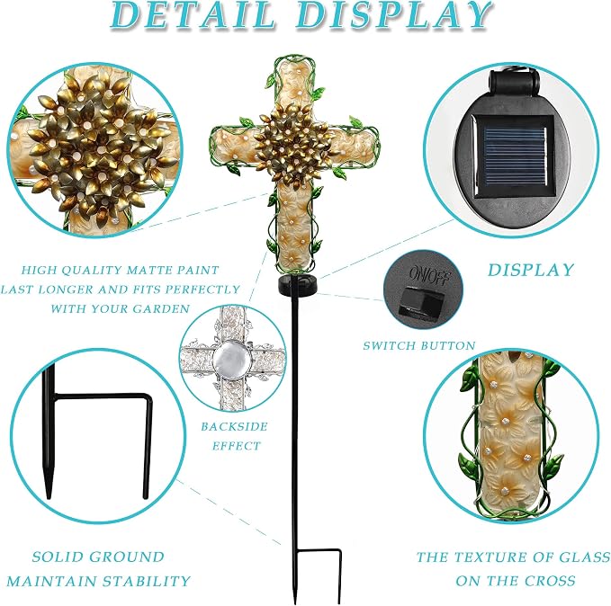 38inch Cross Garden Solar Lights Outdoor Decorative - Image 7