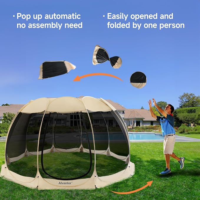 Alvantor® Screen House Gazebo, Pop Up Igloo Screened Canopy Tent - Image 3
