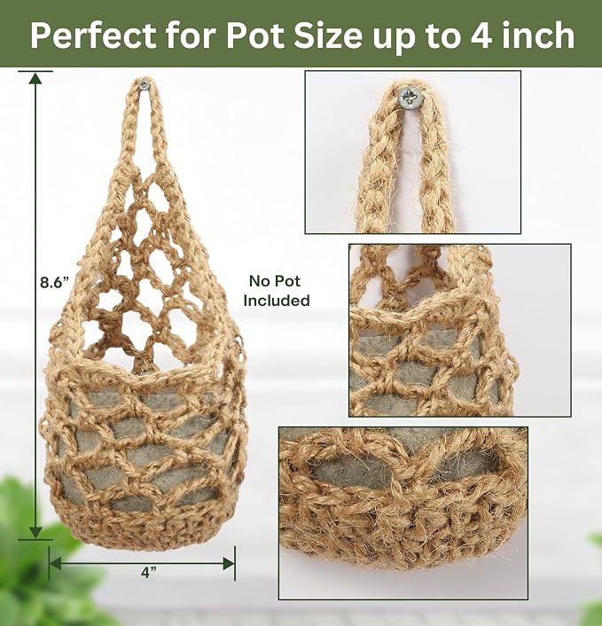 3 Packs Hanging Planters for Indoor Plants up to 4 in., Wall Plant Holder | - Image 2
