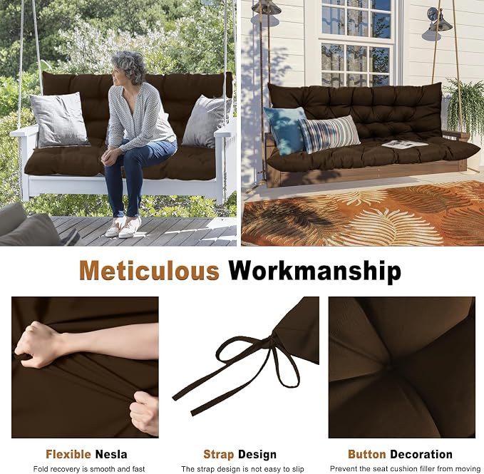 2-3 Seat Swing Replacement Cushion, Outdoor Bench Cushions - Image 4