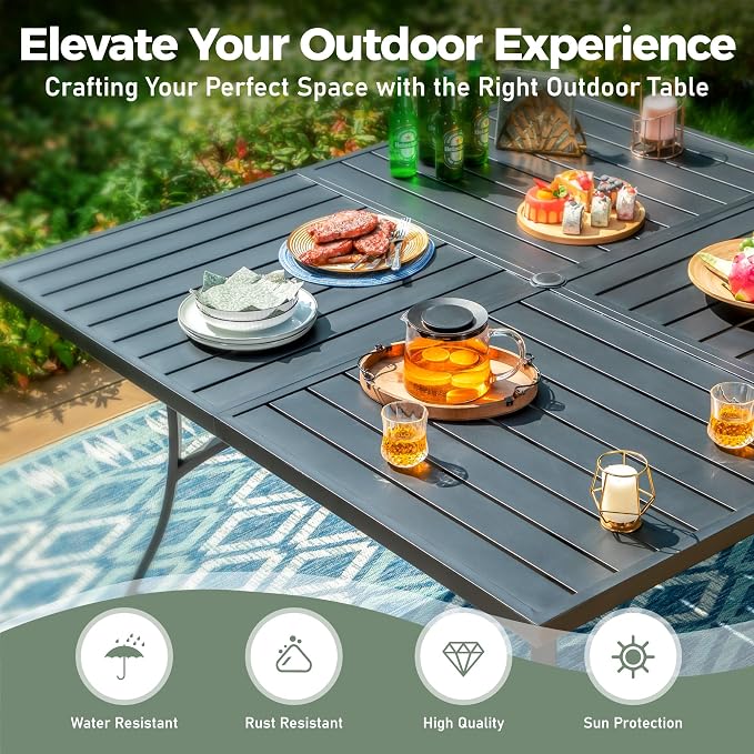 Patio Dining Set for 8, 8 x Stable Dining Chairs, Outdoor Table and Chairs Set - Image 7