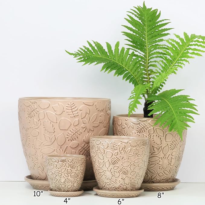 8 Inch + 6 Inch Retro Ceramic Planter Set of 2 - Image 5