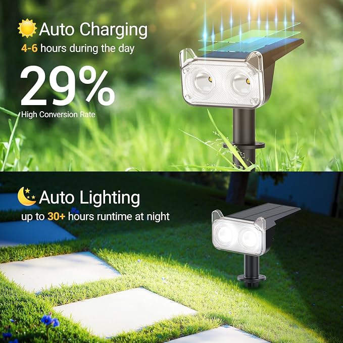 WdtPro Upgraded Bright Solar Lights Outdoor Waterproof, Auto ON/Off Solar Spot - Image 7