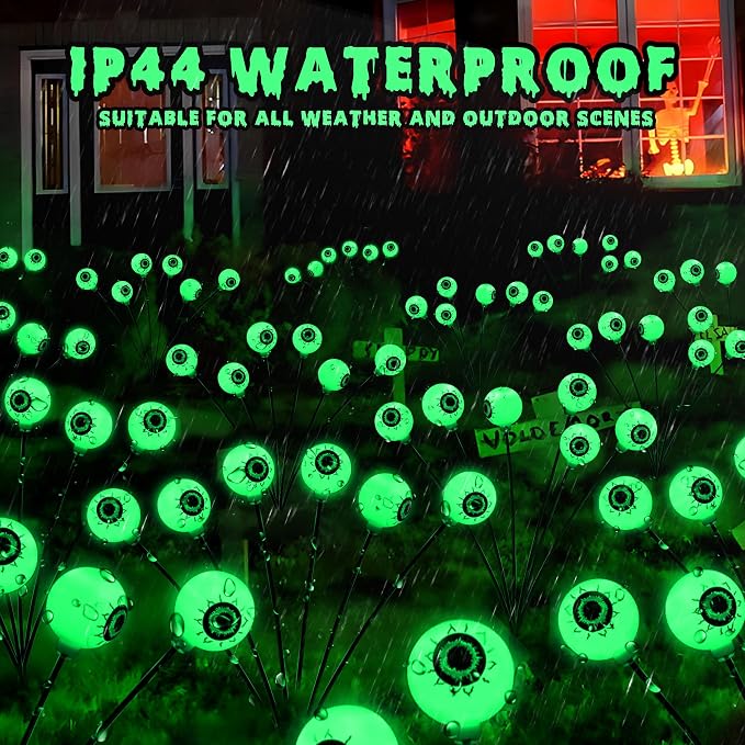 BrizLabs Solar Halloween Lights, 2 Pack 12 LED 2 Modes Halloween Eyeball Lights - Image 6