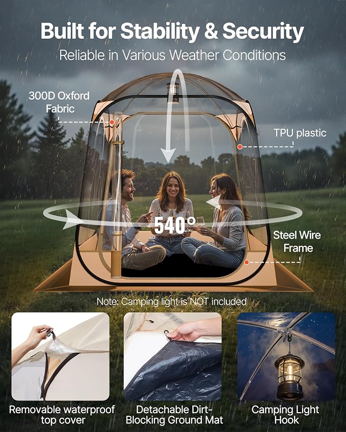 VEVOR Pop up Sports Tent, 8 Sizes Optional Clear Bubble Tent - Image 3