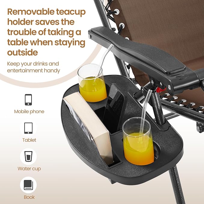 Yaheetech 26" Zero Gravity Recliners Outdoor Adjustable Folding Reclining - Image 8