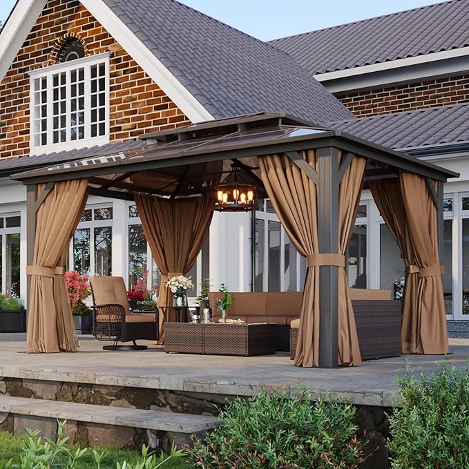 Aoxun 10'x14' Hardtop Gazebo, Aluminum Frame Permanent Pavilion - Image 3