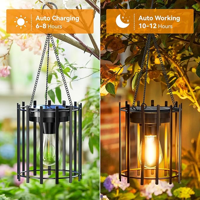 KOOPER Solar Lanterns Outdoor Waterproof, 4 Pack Upgraded Bright Hanging Solar - Image 4