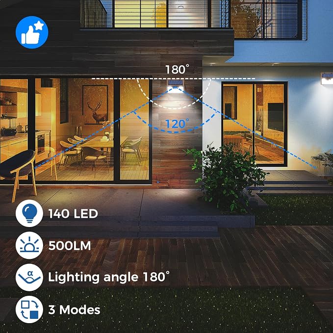 Peasur Solar Lights Outdoor Waterproof, 3 Lighting Modes Solar Motion Sensor - Image 5