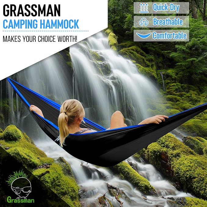 Grassman Camping Hammock Double & Single Portable Hammock - Image 7