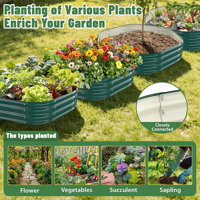 Hexagon Raised Garden Bed, 48 Inch Diagonal & 12 Inch Tall, Galvanized Steel - Image 5