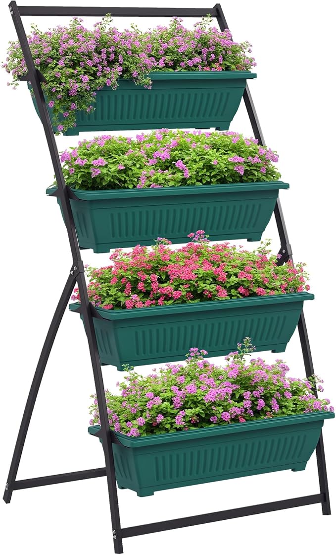 Outsunny Raised Garden Bed, 4 Tier Vertical Garden Planter Set, 4 Outdoor by Outsunny