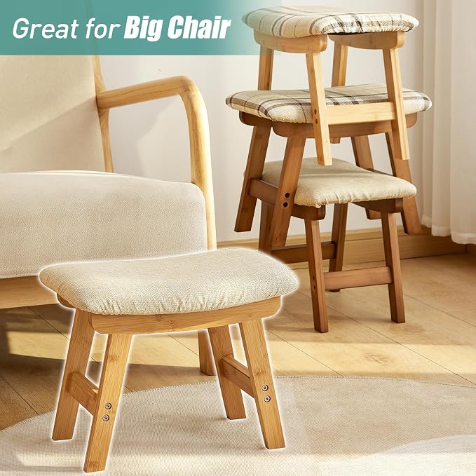 Foot Stools Ottoman, Small Soft Footrest Ottoman - Image 5
