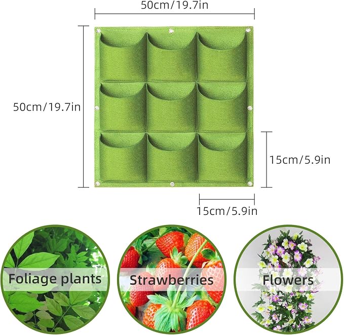Hanging Planting Grow Bags, 9 Pockets Hanging Vertical Wall Planter Wall - Image 3