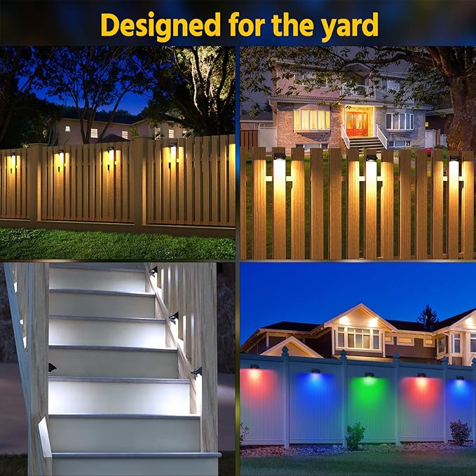 NIORSUN Outdoor Fence Lights, 24 Pack Waterproof LED Solar Fence Lights - Image 3