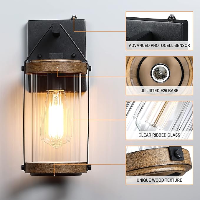 LONEDRUID Dusk to Dawn Sensor Outdoor Wall Sconce Lighting Anti-Rust Exterior - Image 3