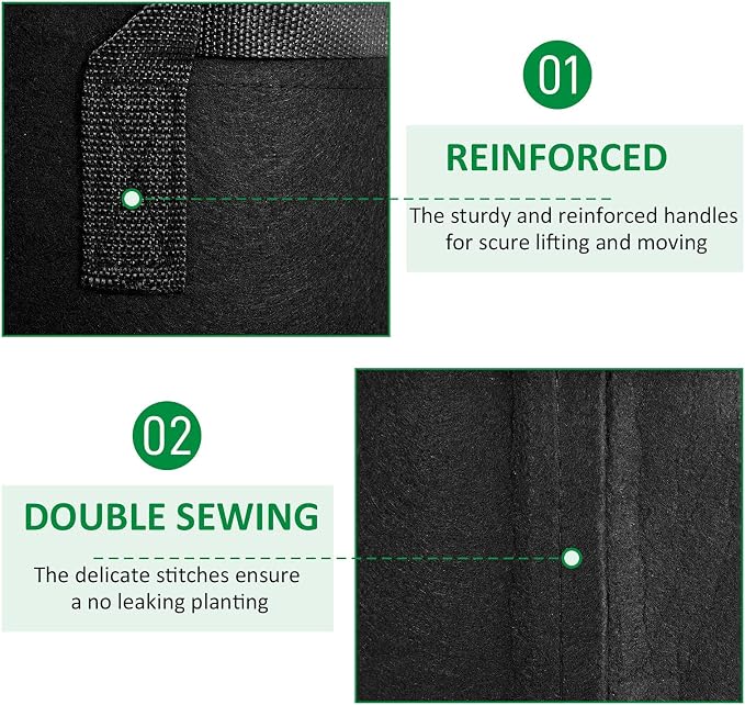 12-Pack 30 Gallon Thickened Non-Woven Grow Bags, Aeration Fabric Pots - Image 3