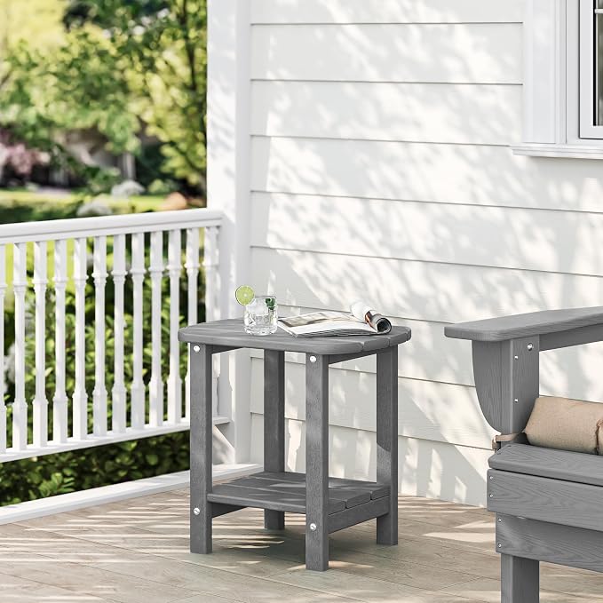 Adirondack Outdoor Side Table, 16.5” HDPE Small Patio Table - Image 2