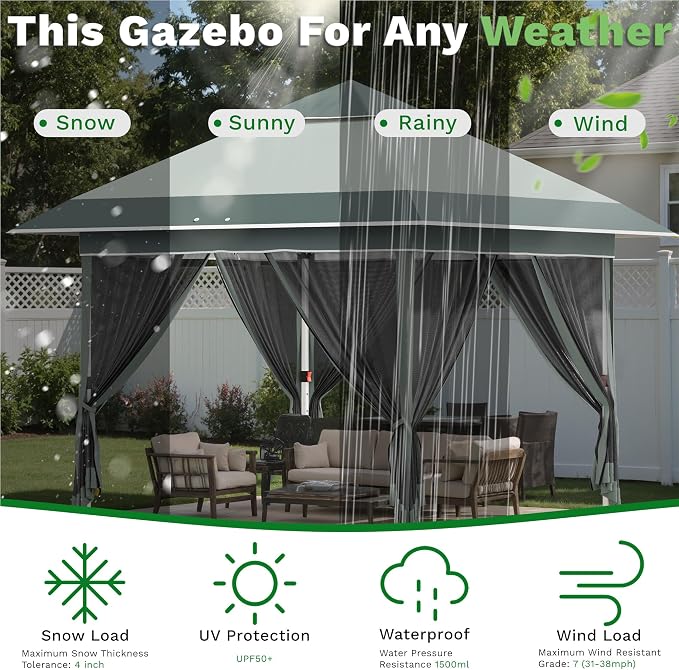 Devoko 12x12 Pop Up Gazebo Canopy Tent - Image 7