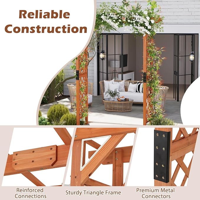 Tangkula 88-Inch Wooden Garden Arbor - Image 6