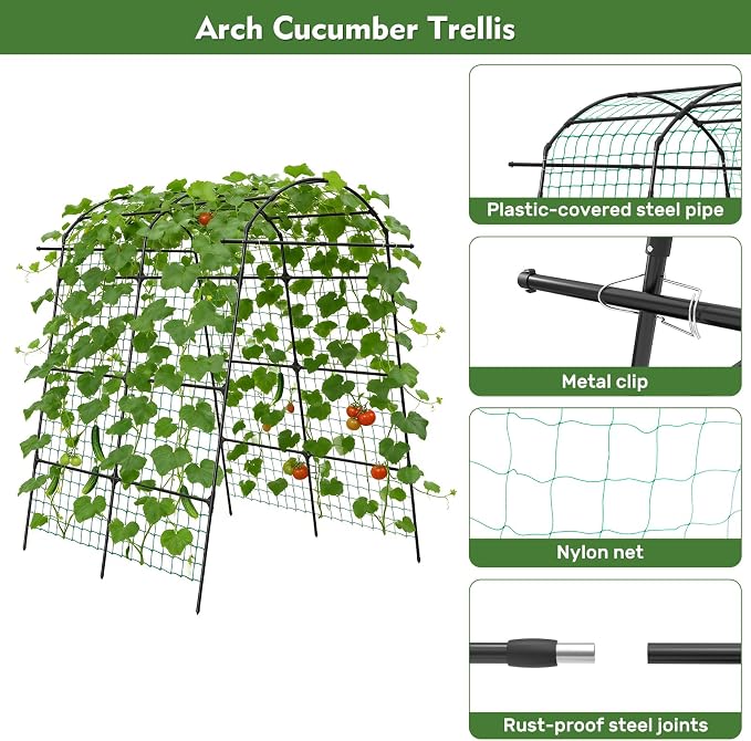 AGTEK 87in Garden Arch Trellis for Climbing Plants, Garden Arches Support - Image 4