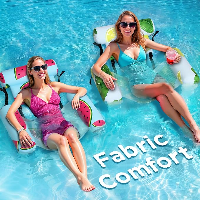 Funscape Pool Floats Chairs Adult, 2 Packs Heavy Duty Inflatable Swimming Pool by Funscape